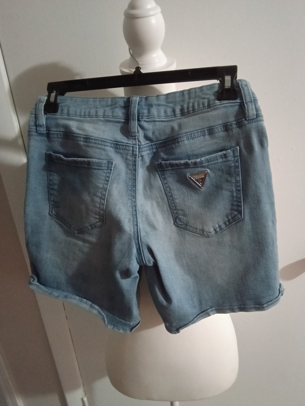 Guess Light Blue Denim Women's Jean Shorts with Triangle Logo
